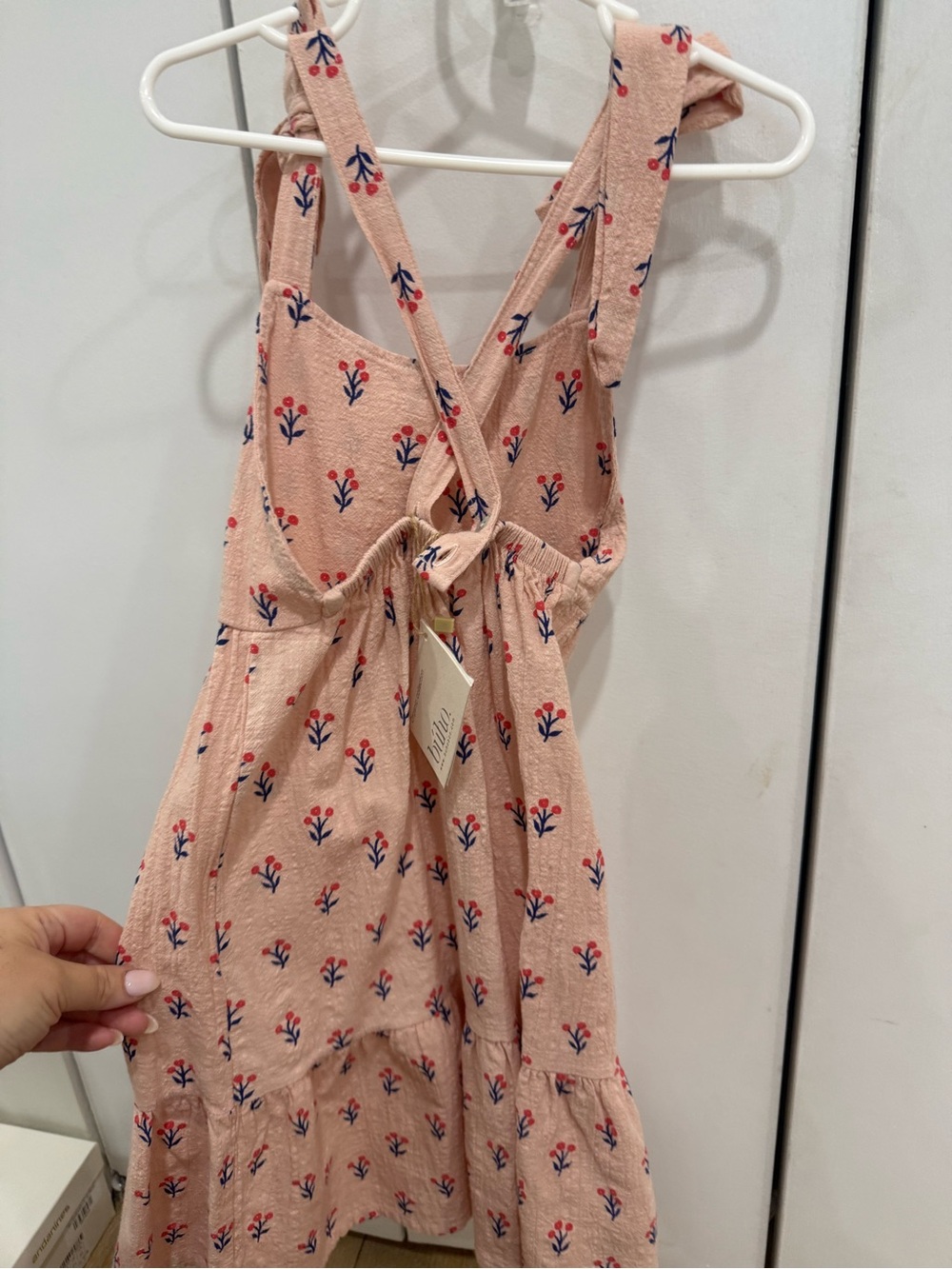 Girls' Pink Floral Tie-Back Sundress